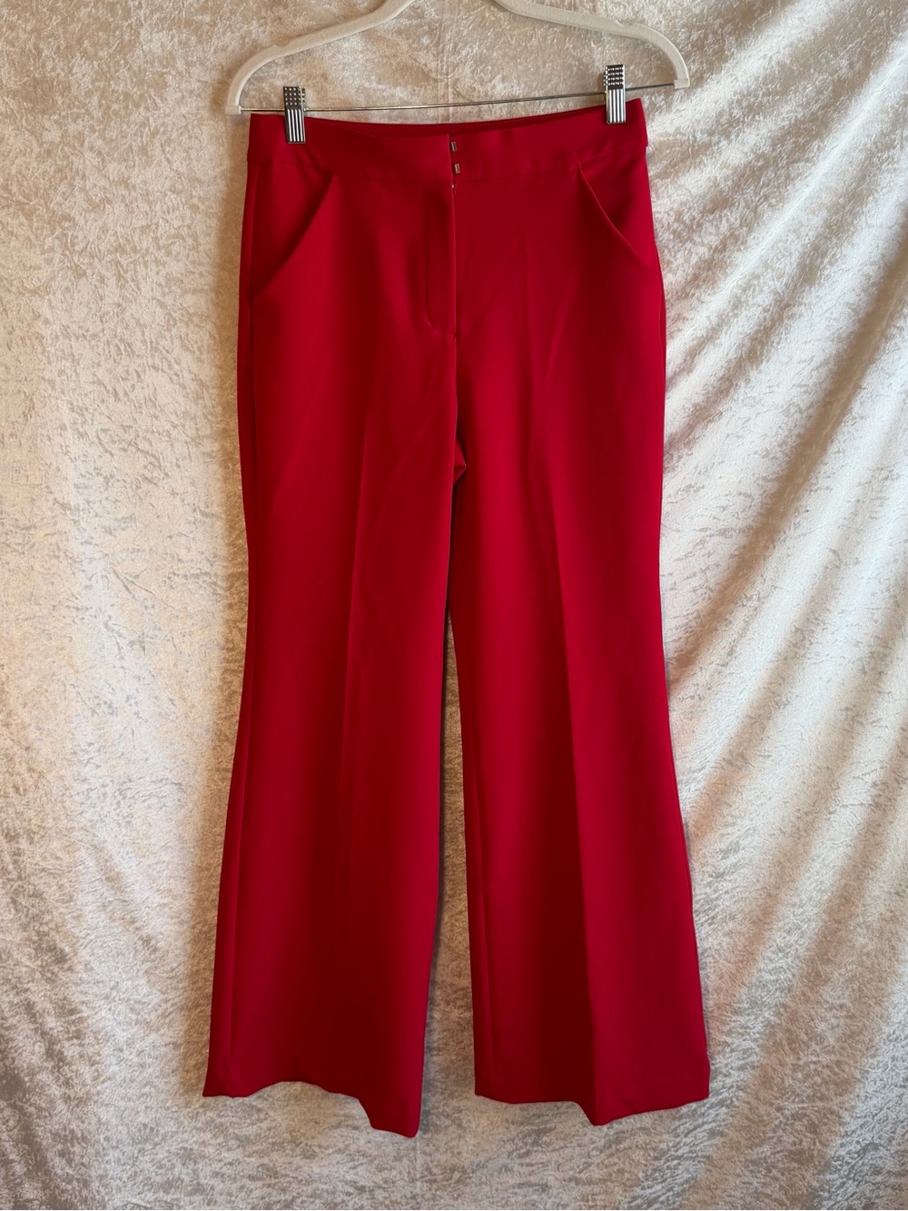 Express Editor High Rise Flare Trousers Red Size 2 Long Dress Pants